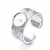 304 Stainless Steel Open Cuff Finger Ring Cabochon Settings STAS-T060-05-M-4