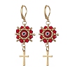 Evil Eye with Cross 304 Stainless Steel Glass Seed Beads Leverback Earrings EJEW-MZ00420-01-2