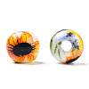 Floral Printed Porcelain Beads PORC-E021-01A-3