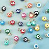 40Pcs 10 Colors Real 18K Gold Plated Plated Brass Enamel Beads KK-NB0001-45-4