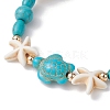 Turtle & Starfish Synthetic Turquoise Beaded Stretch Bracelet BJEW-JB09955-3