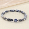 Natural Blue Spot Jasper Beaded Stretch Bracelets for Men Women WGE4A78-06-1