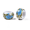 Flower Printed Opaque Acrylic Rondelle Beads SACR-S305-27-J02-3