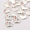 Wedding Theme Antique Silver Tone Tibetan Style Alloy Heart with Father of the Bride Rhinestone Charms TIBEP-N005-19B-2