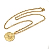 Brass Clear Cubic Zirconia Curb Chain Constellation Pendant Medal Necklaces for Women NJEW-U010-01G-03-2