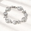 Summer Beach Brass Micro Pave Clear Cubic Zirconia Starfish & Shell Shape Link Chain Bracelets LS-BJEW-C118-02A-P-3