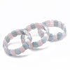 Natural Aquamarine & Rose Quartz Beaded Stretch Bracelets BJEW-S137-20-2