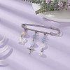 Natural Mixed Gemstone & Butterfly Charms Safety Pin Brooch JEWB-BR00101-4