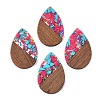 Transparent Resin & Walnut Wood Big Pendants RESI-T058-05J-1