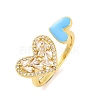 Brass Micro Pave Clear Cubic Zirconia Open Cuff Rings RJEW-U009-04C-G-1
