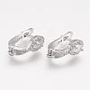 Brass Micro Pave Cubic Zirconia Hoop Earring Findings with Latch Back Closure ZIRC-F052-06-2
