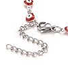 Enamel Heart with Evil Eye Link Chains Bracelet BJEW-P271-07P-01-3