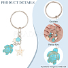20Pcs Turtle with Starfish Synthetic Turquoise Pendant Keychains KEYC-CP0001-47A-6