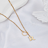 1Pc Letter & Heart Stainless Steel Lariat Necklaces for Women NJEW-LP0002-87G-R-3