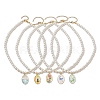 White Glass Pearl Beaded Necklaces NJEW-JN04652-1