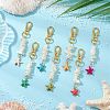 Natural White Mother of Pearl Shell & Synthetic Turquoise Starfish Pendant Decorations HJEW-JM02986-2