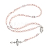 Glass Pearl Rosary Bead Necklace NJEW-TA00082-01-1