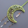 Natural Peridiot Chips Moon with Tree of Life Pendant Decorations TREE-PW0003-14-2