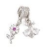 Spring Brass Pave Clear & Deep Pink Cubic Zirconia Pendants KK-H268-13B-P-1