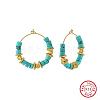 Natural Turquoise Beaded Hoop Earrings EJEW-L294-003G-02-1