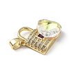 Real 18K Gold Plated Rack Plating Brass Micro Pave Clear Cubic Zirconia Pendants KK-C015-17G-08-2