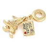 Rack Plating Brass Clear Cubic Zirconia European Dangle Charms KK-P287-18E-G-2