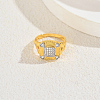 Brass Micro Pave Cubic Zirconia Finger Rings for Women GF8106-2-4