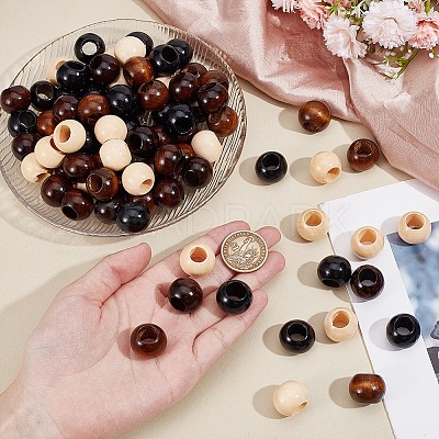 160Pcs 4 Colors Wood Beads WOOD-NB0002-92-1