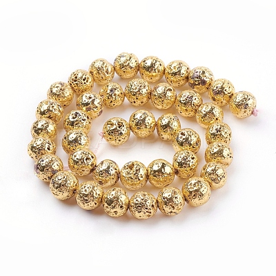 Electroplated Natural Lava Rock Bead Strands X-G-E429-01-12mm-G-1