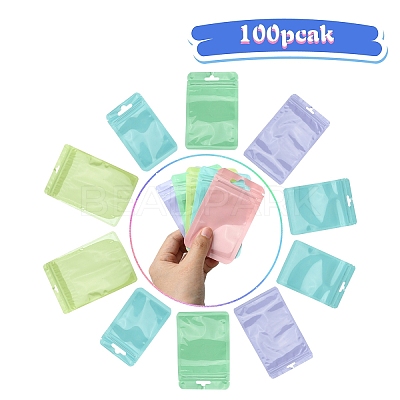 100Pcs 5 Styles Macaron Color Plastic Yin-yang Resealable Bags OPP-YW0001-06E-1