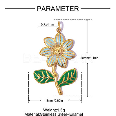 304 Stainless Steel with Enamel Pendants SA-OY002-53G-01-1