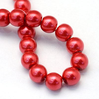 Baking Paint Pearlized Glass Pearl Round Bead Strands HY-Q003-6mm-74-1