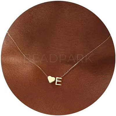 Simple Style Adjustable 316L Surgical Stainless Steel Heart and Initial Pendant Necklaces for Women WG95AEF-05-1