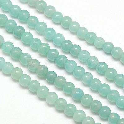 Natural Amazonite Round Bead Strands G-N0081-4mm-17-1