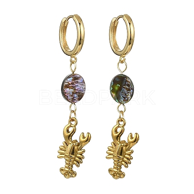 Ocean 304 Stainless Steel and Paua Shell Dangle Earrings EJEW-JE07109-01-1