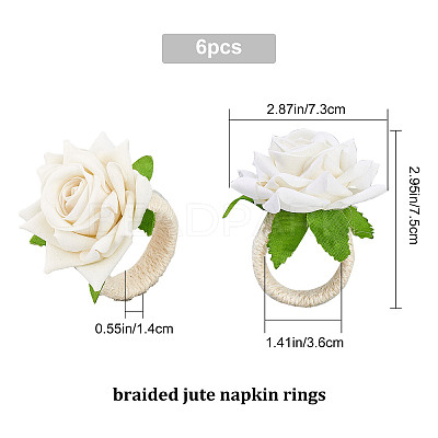 6Pcs Jute Braided Napkin Rings DJEW-CP0001-20B-1