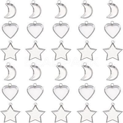 120Pcs 3 Styles 304 Stainless Steel Pendant Cabochon Settings STAS-UN0020-85P-1
