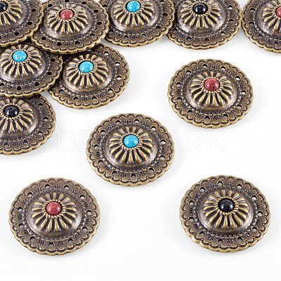 12 Sets 3 Colors Flat Round Alloy Snap Buttons FIND-TA0008-15-1