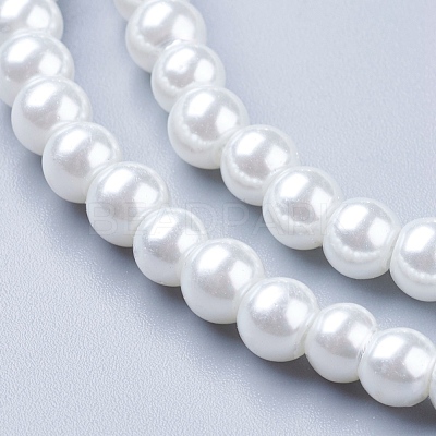 White Glass Pearl Round Loose Beads For Jewelry Necklace Craft Making X-HY-6D-B01-1
