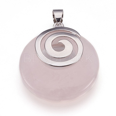 Natural Rose Quartz Pendants KK-F751-D19-1