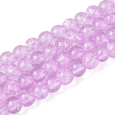 Spray Painted Crackle Glass Beads Strands CCG-Q002-6mm-04-1