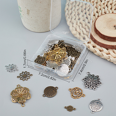 60Pcs 10 Styles Tibetan Style Alloy Connector Charms FIND-SC0003-35-1