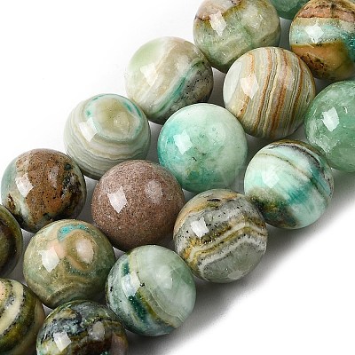 Natural Green Line Jasper Beads Strands G-L639-A01-12mm-1