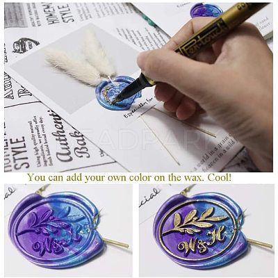 Brass Wax Seal Stamp AJEW-CP0002-04-D016-1