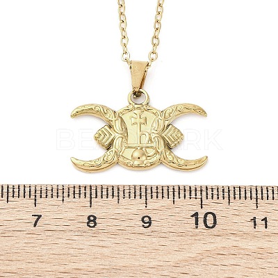 Crescent Moon Cross 304 Stainless Steel Pendant Necklaces NJEW-M096-30G-1