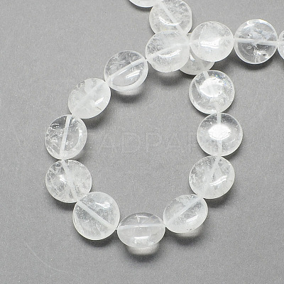 Flat Round Gemstone Natural Quartz Crystal Beads Strands G-S110-14mm-20-1
