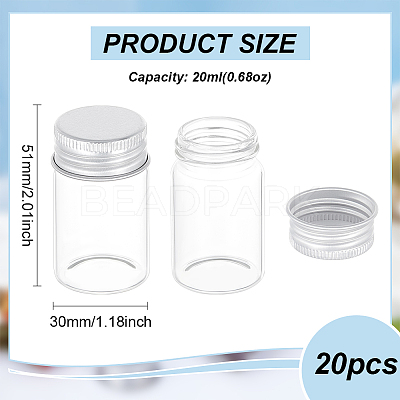 20Pcs Glass Bead Containers CON-BC0007-31A-1