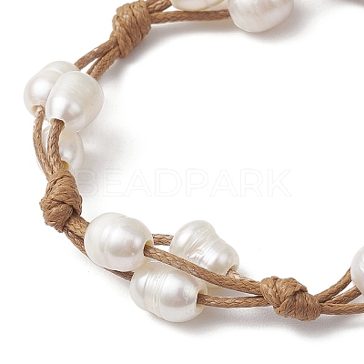 Natural Cultured Freshwater Pearl Large Hole Beaded Bracelets BJEW-TA00635-1