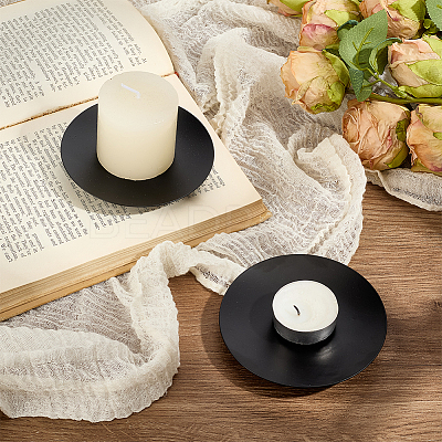 2Pcs Iron Candle Tray Candle Holders AJEW-GF0013-90-1