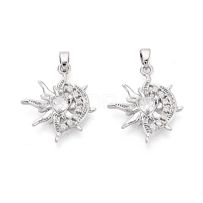 Brass Micro Pave Clear Cubic Zirconia Pendants KK-N259-08P-1